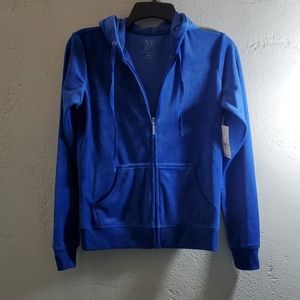 New York & Co- Velour Blue Zip Hoodie Jacket